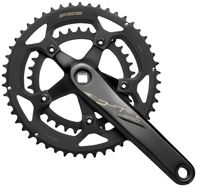 Full Speed Ahead Vero Compact 2x Crankset - 170mm, 9-Speed, 50/34t, 5-Bolt 110 BCD, JIS Spindle Interface, N11, Black