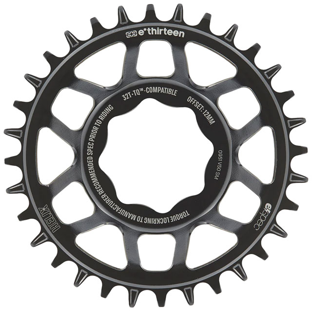 e*thirteen Helix Core e*spec  Chainring, 32T, TQ HPR50 Direct Mount, 55mm Chainline, 12mm Offset, Shimano/Sram 11/12s Compatible, Black