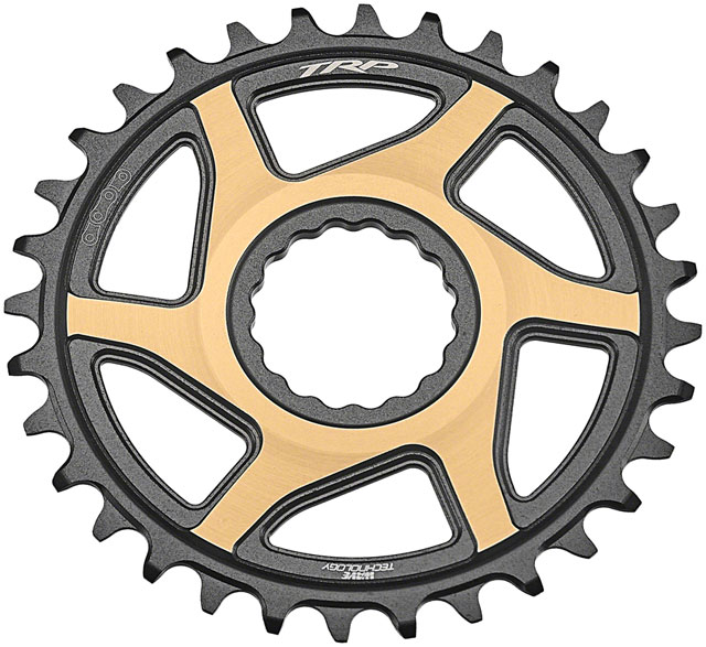 TRP CR-M9050 Boost Direct Mount Chainring - 34t, 12-Speed, CINCH Mount, 3mm Offset, 7075-T6 Aluminum, Sandblasted Black/Gold