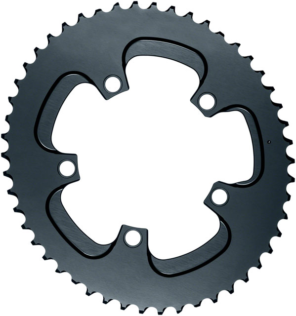 absoluteBLACK Silver Series Oval 110 BCD Outer Chainring - 50t, 110 BCD, 5-Bolt, Gray