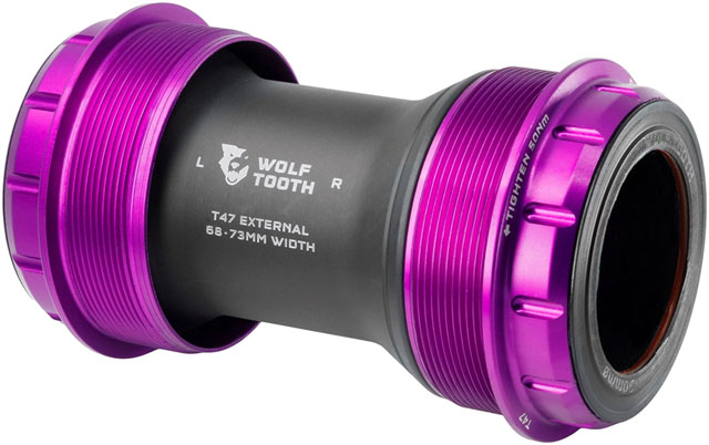 Wolf Tooth T47 External Bottom Bracket - T47 External, 68/73mm, For 30mm Spindle, Ultraviolet Purple