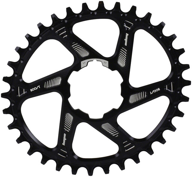 Hope Oval Spiderless Retainer Chainring - 34t, Boost, Hope Direct Mount, Black
