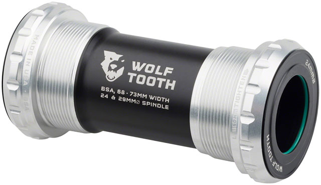Wolf Tooth Bottom Bracket - English (BSA), 68/73mm, For 24mm Spindle, Raw Silver