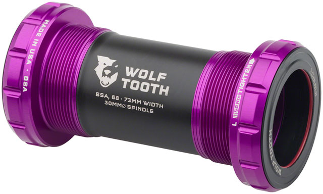 Wolf Tooth Bottom Bracket - English (BSA), 68/73mm, For 30mm Spindle, Ultraviolet Purple