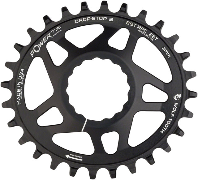 Wolf Tooth Elliptical Direct Mount Chainring - 28t, RaceFace/Easton CINCH Direct Mount, Drop-Stop B, For Boost Cranks, 3mm Offset, Black