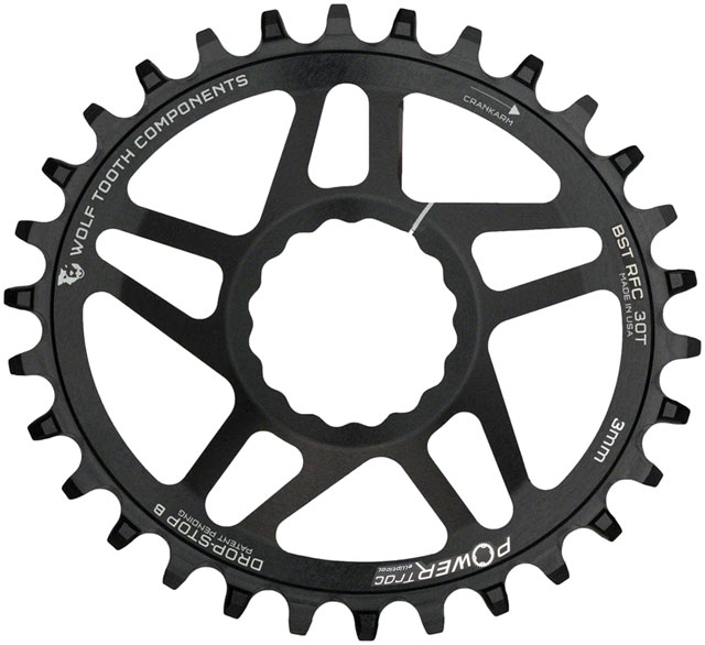 Wolf Tooth Elliptical Direct Mount Chainring - 30t, RaceFace/Easton CINCH Direct Mount, Drop-Stop B, For Boost Cranks, 3mm Offset, Black