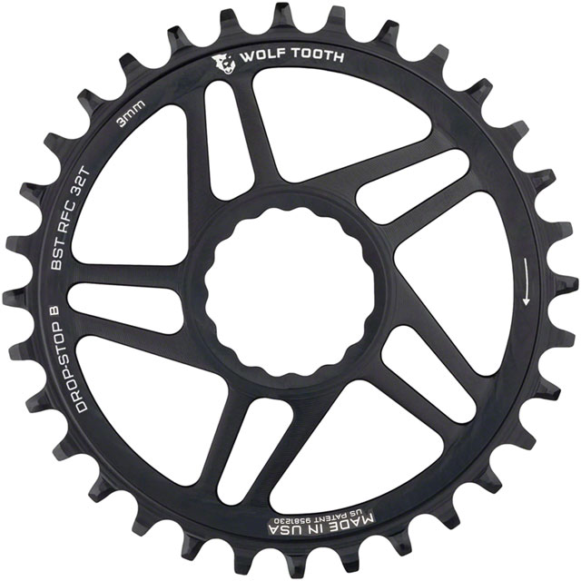 Wolf Tooth Direct Mount Chainring - 32t, RaceFace/Easton CINCH Direct Mount, Drop-Stop B, For Boost Cranks, 3mm Offset, Black