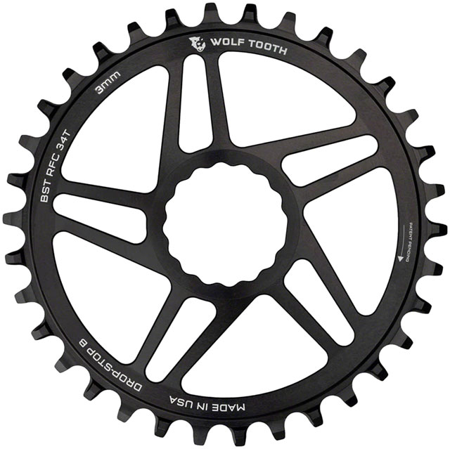 Wolf Tooth Direct Mount Chainring - 34t, RaceFace/Easton CINCH Direct Mount, Drop-Stop B, For Boost Cranks, 3mm Offset, Black