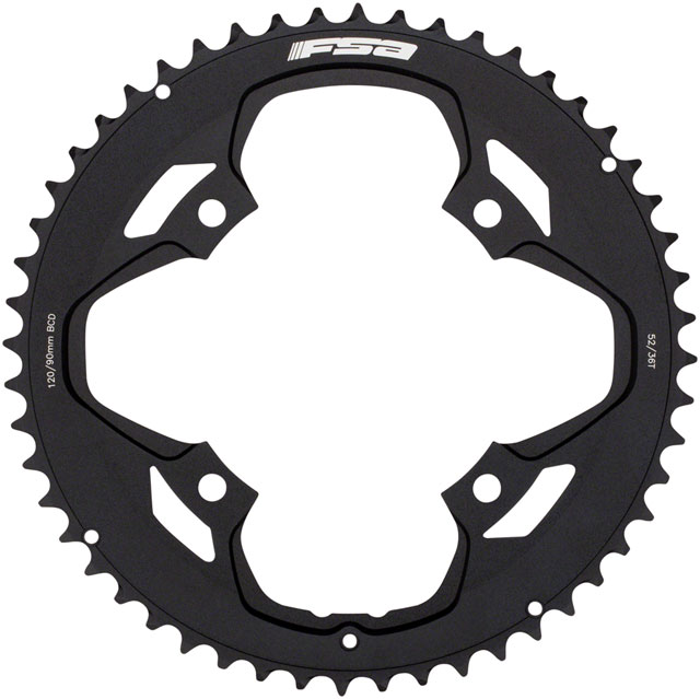 Full Speed Ahead Omega/Vero Pro Road Double Chainring - 52t, 120 BCD, Aluminum, N-11, Black