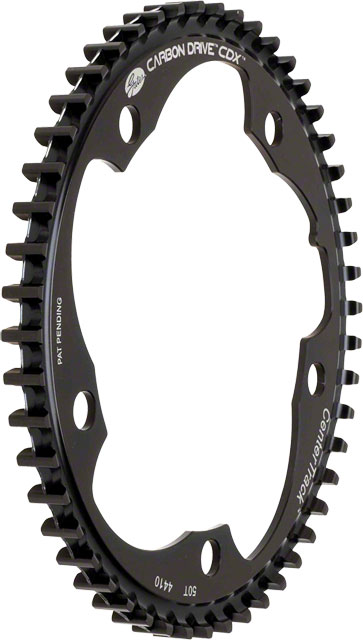 Gates Carbon Drive CDX CenterTrack Fin Line Front Belt Drive Ring - 50t, 5-Bolt,130mm BCD, Fin Tooth, Black