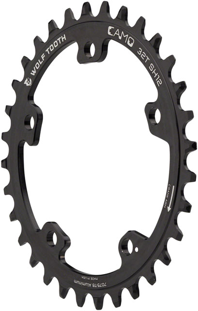 Wolf Tooth CAMO Aluminum Chainring - 32t, Wolf Tooth CAMO Mount, Drop-Stop ST, Requires 12-Speed HG+ Chain, Black