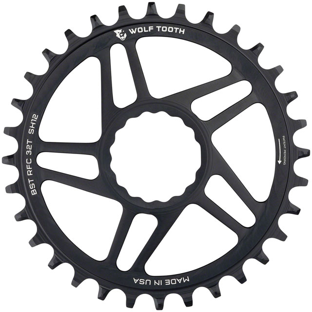 Wolf Tooth Direct Mount Chainring - 34t, RaceFace CINCH Direct Mount, Boost, 3mm Offset, Drop-Stop ST, Requires 12-Speed HG+ Chain, Black