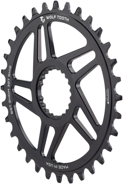 Wolf Tooth Direct Mount Chainring - 30t, Shimano DM, For Boost Cranks, 3mm Offset, Drop-Stop ST, Requires 12-Speed HG+ Chain, Black