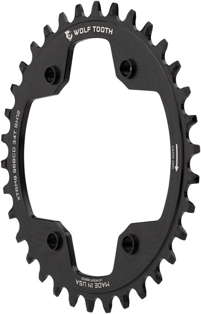 Wolf Tooth 96 BCD Chainring - 32t, 96 Asymmetric BCD, 4-Bolt, For Shimano Cranks, Drop-Stop ST, Requires 12-Speed HG+ Chain, Black