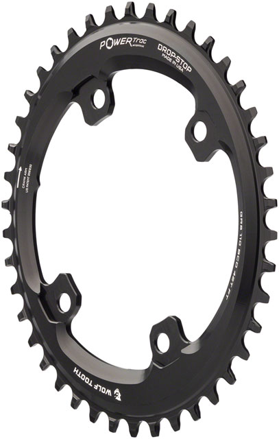 Wolf Tooth Elliptical Shimano 110 Asymmetric BCD Chainring - 42t, 110 Asymmetric BCD, 4-Bolt, Drop-Stop B, For Shimano GRX Cranks, Black