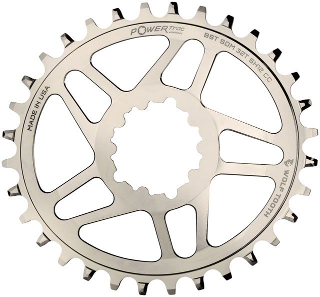 Wolf Tooth Elliptical Direct Mount Chainring - 32t, SRAM 3-Bolt DM, Drop-Stop ST, For SRAM Boost Cranks, Requires HG+ Chain, Nickel Plated
