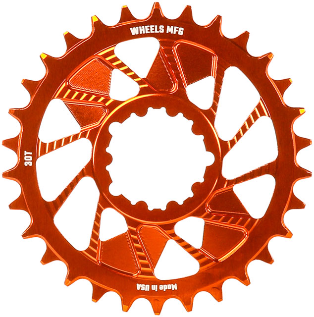 Wheels Manufacturing Direct Mount Chainring - 30t, SRAM 3-Bolt Direct Mount, 3mm Offset, T-Type Chain Compatible, Orange
