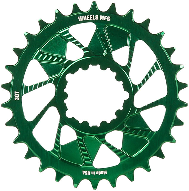 Wheels Manufacturing Direct Mount Chainring - 30t, SRAM 3-Bolt Direct Mount, 3mm Offset, T-Type Chain Compatible, Green