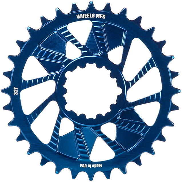 Wheels Manufacturing Direct Mount Chainring - 32t, SRAM 3-Bolt Direct Mount, 3mm Offset, T-Type Chain Compatible, Blue