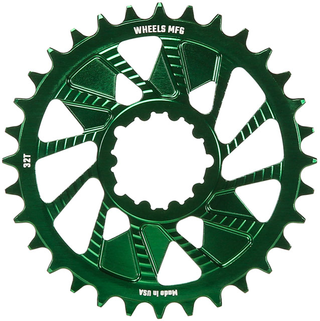Wheels Manufacturing Direct Mount Chainring - 32t, SRAM 3-Bolt Direct Mount, 3mm Offset, T-Type Chain Compatible, Green