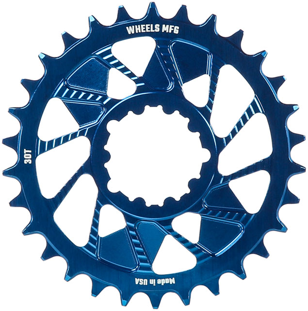 Wheels Manufacturing Direct Mount Chainring - 30t, SRAM 3-Bolt Direct Mount, 3mm Offset, Compatible with Hyperglide+ Chain, Blue