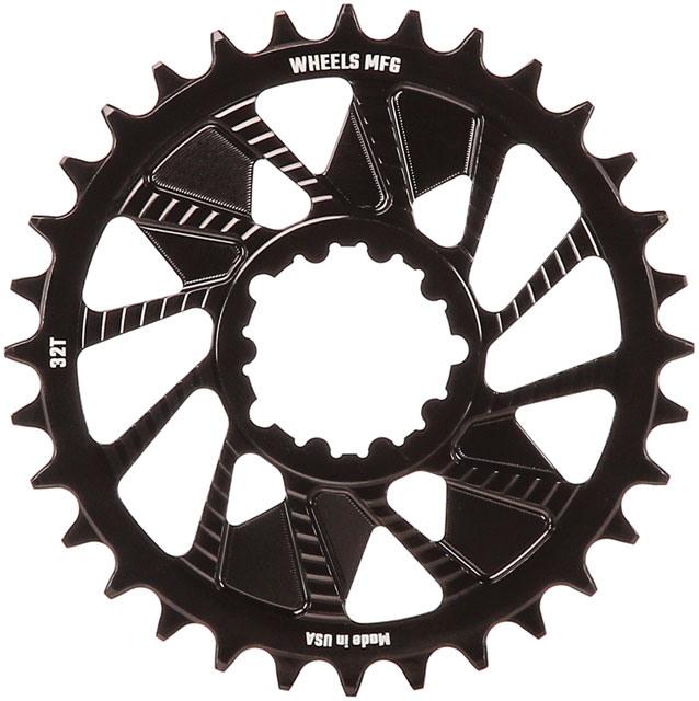 Wheels Manufacturing Direct Mount Chainring - 32t, SRAM 3-Bolt Direct Mount, 3mm Offset, Compatible with Hyperglide+ Chain, Black