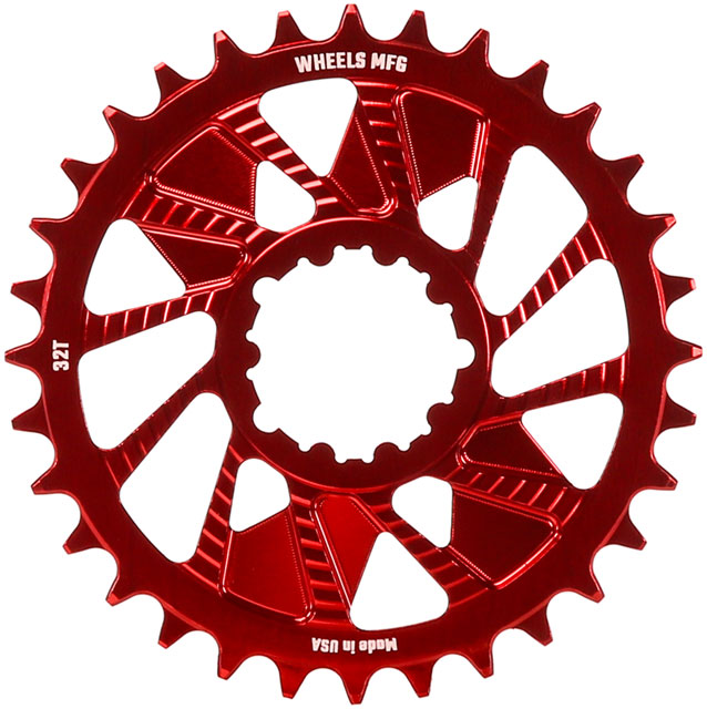 Wheels Manufacturing Direct Mount Chainring - 32t, SRAM 3-Bolt Direct Mount, 3mm Offset, Compatible with Hyperglide+ Chain, Red