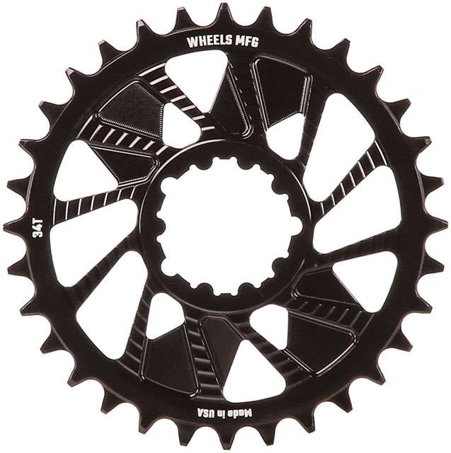 Wheels Manufacturing Direct Mount Chainring - 34t, SRAM 3-Bolt Direct Mount, 3mm Offset, Compatible with Hyperglide+ Chain, Black