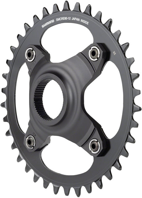 Shimano STEPS SM-CRE80-12-B Chainring - 38T Without Chainguard, 55mm Chainline, Black