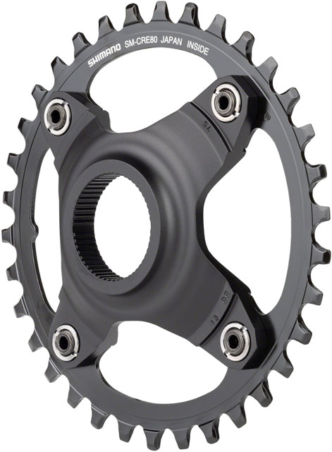Shimano STEPS SM-CRE80-B Chainring - 34T Without Chainguard, 55mm Chainline, Black