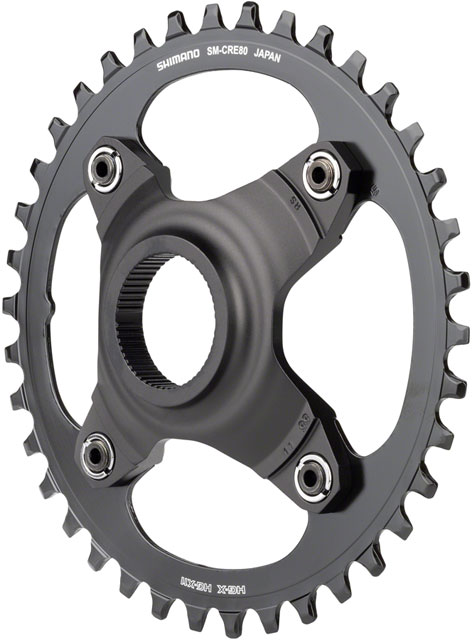 Shimano STEPS SM-CRE80-B Chainring - 38T Without Chainguard, 55mm Chainline, Black