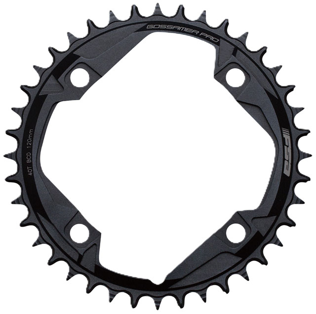 FSA Gossamer Pro Megatooth Chainring, 1x 44T Tooth Count, 120BCD, 4-Bolt Pattern, Narrow-Wide Profile – Black