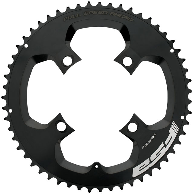 FSA SL-K Super Road Chainring, 1x 50T Tooth Count, 110BCD Asymmetric Bolt Pattern, 4-Bolt Interface – Black