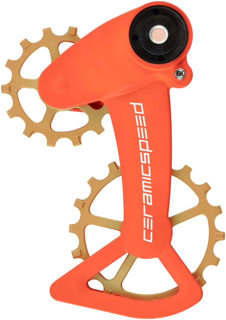 CeramicSpeed OSPW X  Pulley Wheel System for SRAM Eagle AXS - Coated Races, Alloy Pulley, Carbon Cage, Orange/Bronze Cerakote
