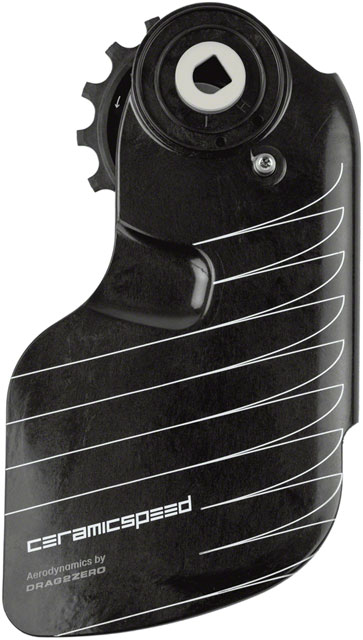 CeramicSpeed OSPW Pulley Wheel Aero Alpha System for SRAM Red/Force AXS - Coated Races, Aluminum Pulley, Carbon Cage, Black