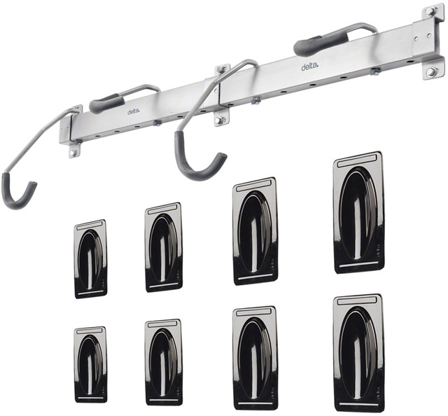 Delta Heavy Duty Track Rack Wall Mount Bike Rack - 4-Bike, Silver
