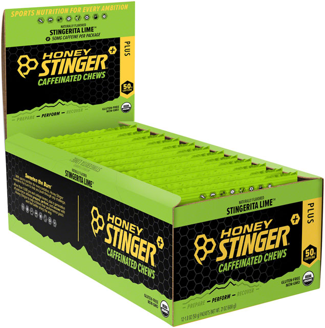 Honey Stinger Caffeinated Energy Chews - Stingerita Lime, Box of 12 Packets