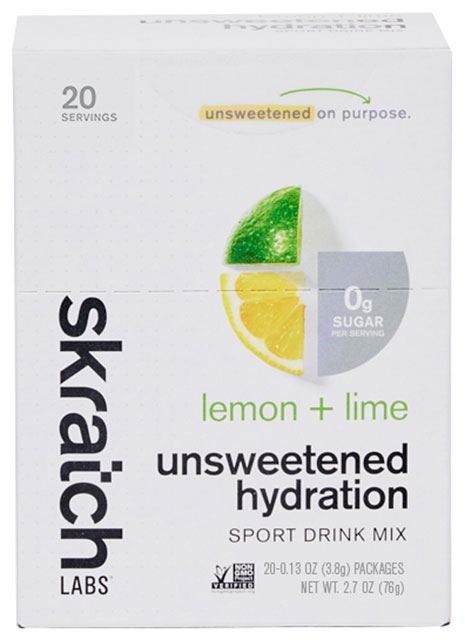 Skratch Labs Unsweetened Hydration Sport Drink Mix - Lemon + Lime, Single Serving 20-Pack