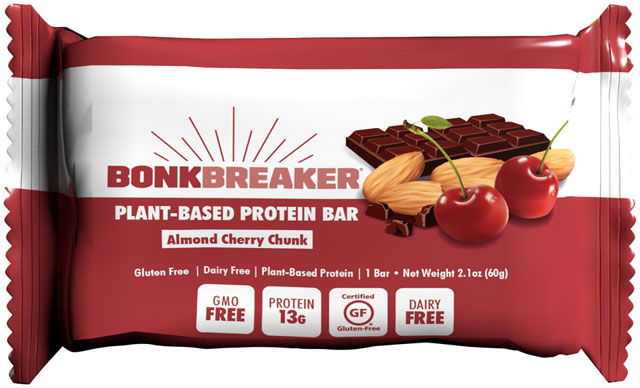 Bonk Breaker Plant Based Protein Bar - Almond Cherry Chunk, Box of 12