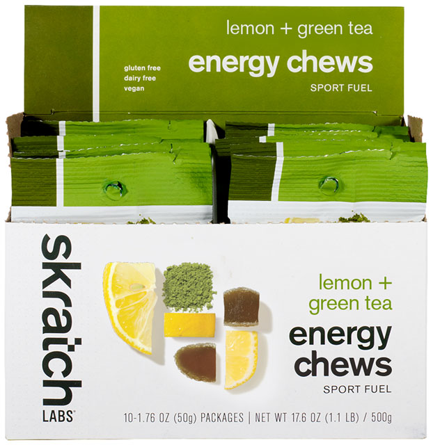 Skratch Labs Energy Chews Sport Fuel - Green Tea + Lemon, Box of 10