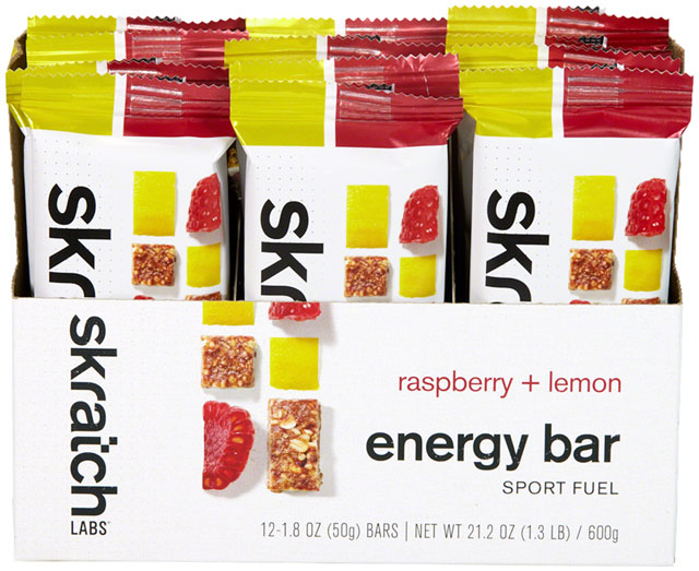 Skratch Labs Energy Bar Sport Fuel - Raspberries and Lemon, Box of 12