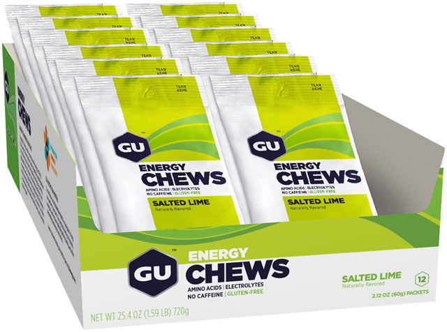 GU Energy Chews - Salted Lime, Box of 12 Bags