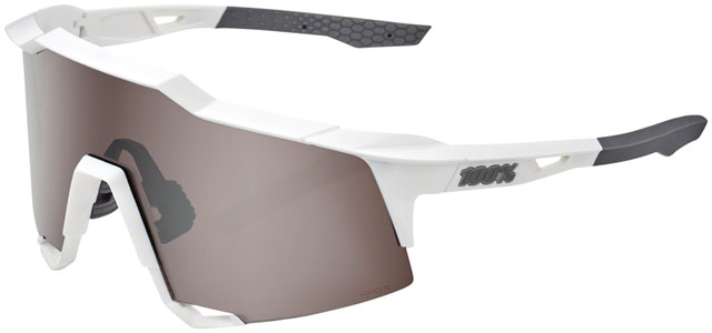 100% Speedcraft Sunglasses - Matte White, HiPER Silver Mirror Lens