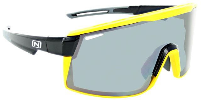 Optic Nerve Fixie Max Sunglasses - Black, Yellow Lens Rim, Smoke Lens with Silver Flash