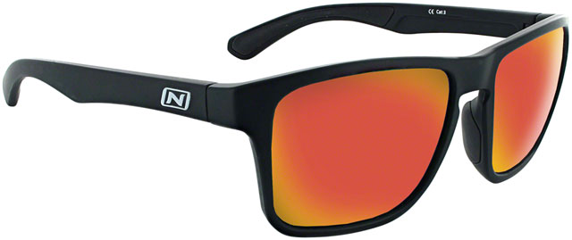 Optic Nerve Rumble Sunglasses - Shiny Black, Polarized Smoke Lens with Red Mirror