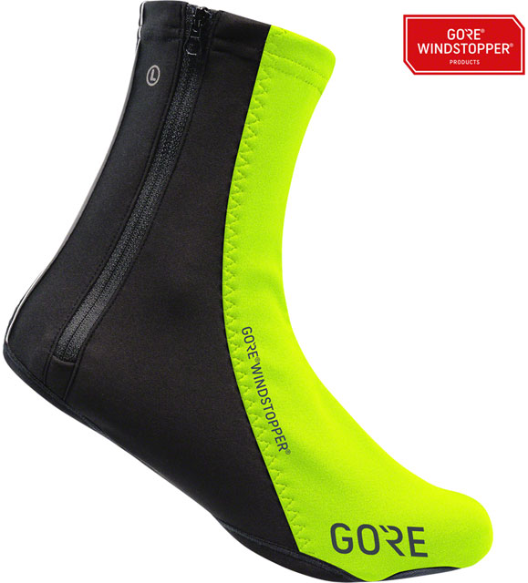 GORE C5 WINDSTOPPER® Overshoes - Neon Yellow/Black, Fits Shoe Sizes 11-13