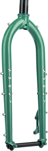 Surly Dinner Fork - 27.5", 15x110mm Thru-Axle, 1-1/8" Straight Steerer, 420mm Axle To Crown, Steel, Illegal Smile Green