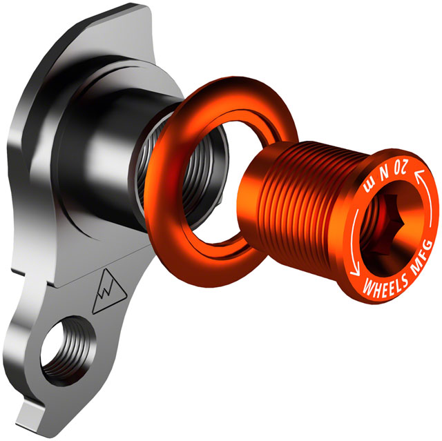 Wheels Manufacturing Universal Derailleur Hanger - 487-3, For Trek ABP MTB Frames designed to accept SRAM UDH, Black/Orange
