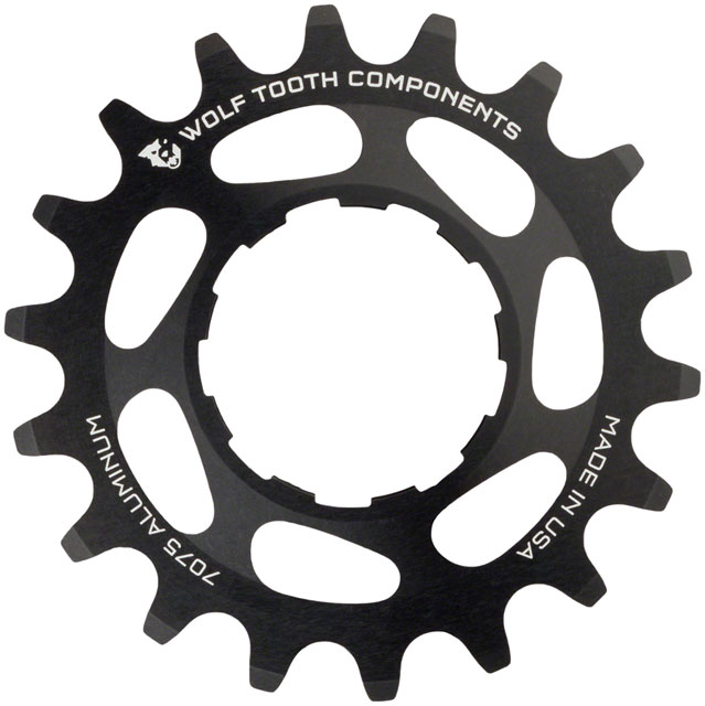 Wolf Tooth Single Speed Aluminum Cog - 20t, Compatible with 3/32" Chains, Black