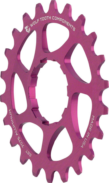 Wolf Tooth Single Speed Aluminum Cog - 22t, Compatible with 3/32" Chains, Purple